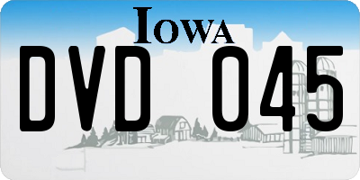 IA license plate DVD045