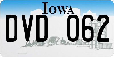 IA license plate DVD062