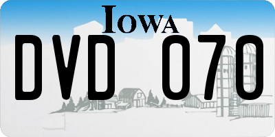 IA license plate DVD070