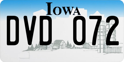 IA license plate DVD072