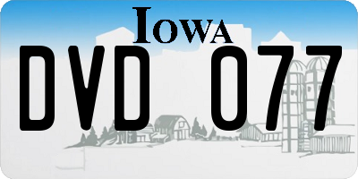 IA license plate DVD077
