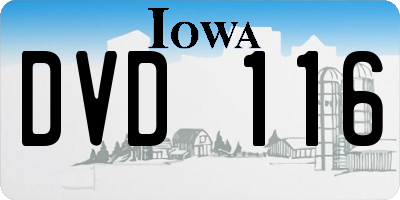 IA license plate DVD116
