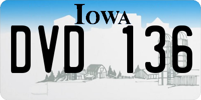 IA license plate DVD136