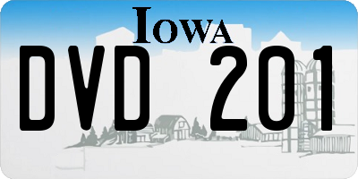 IA license plate DVD201