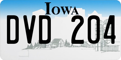 IA license plate DVD204