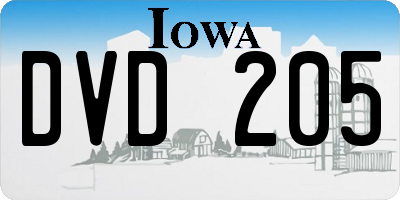 IA license plate DVD205