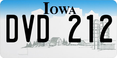 IA license plate DVD212