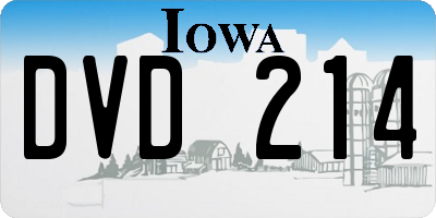 IA license plate DVD214