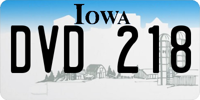 IA license plate DVD218