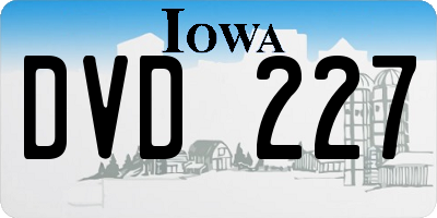 IA license plate DVD227