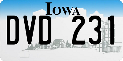 IA license plate DVD231