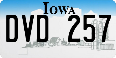 IA license plate DVD257