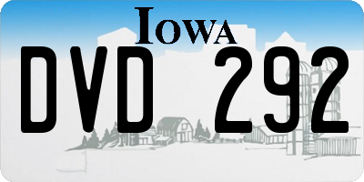 IA license plate DVD292