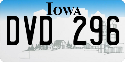 IA license plate DVD296