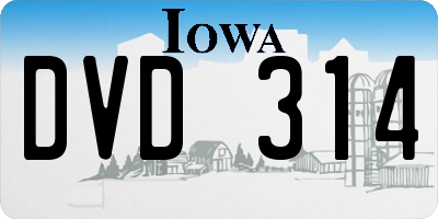 IA license plate DVD314