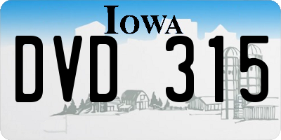 IA license plate DVD315
