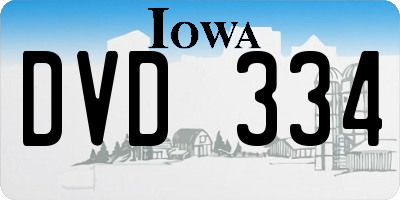 IA license plate DVD334