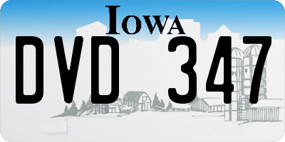 IA license plate DVD347