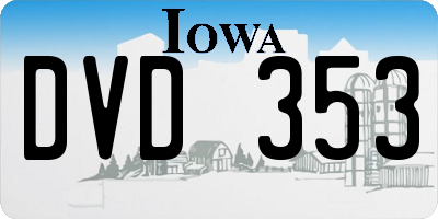 IA license plate DVD353