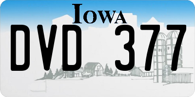 IA license plate DVD377
