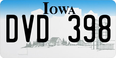 IA license plate DVD398