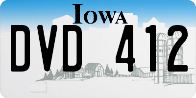 IA license plate DVD412