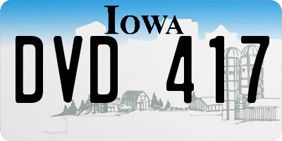 IA license plate DVD417