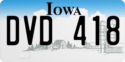 IA license plate DVD418