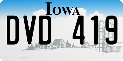 IA license plate DVD419