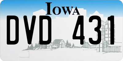IA license plate DVD431