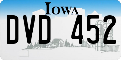 IA license plate DVD452