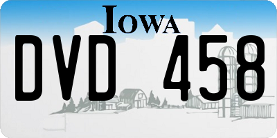 IA license plate DVD458