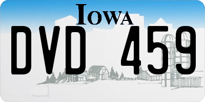 IA license plate DVD459