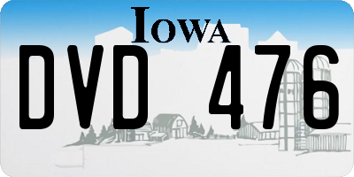 IA license plate DVD476