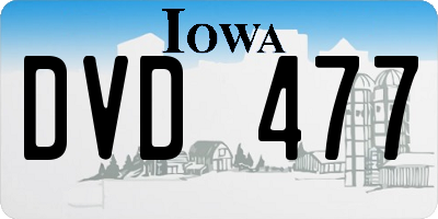 IA license plate DVD477