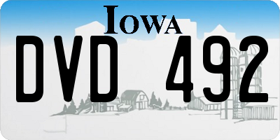 IA license plate DVD492