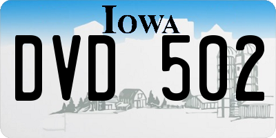 IA license plate DVD502