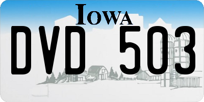 IA license plate DVD503
