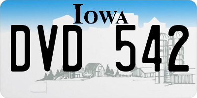 IA license plate DVD542