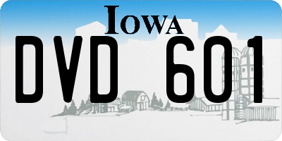 IA license plate DVD601