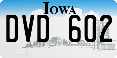 IA license plate DVD602