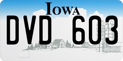 IA license plate DVD603