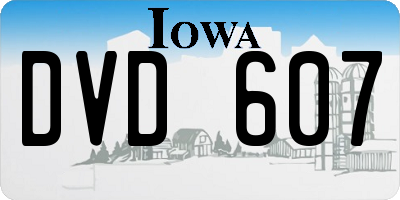 IA license plate DVD607