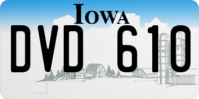 IA license plate DVD610