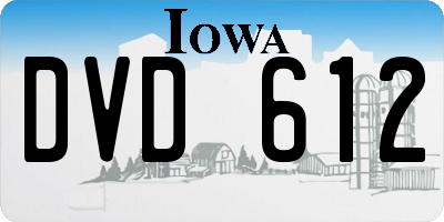 IA license plate DVD612