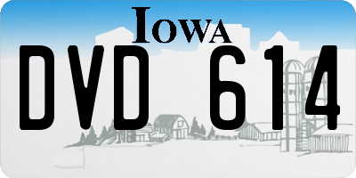IA license plate DVD614