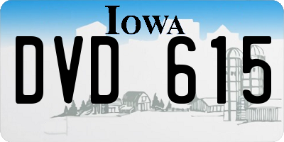 IA license plate DVD615
