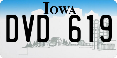 IA license plate DVD619
