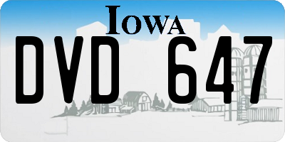 IA license plate DVD647