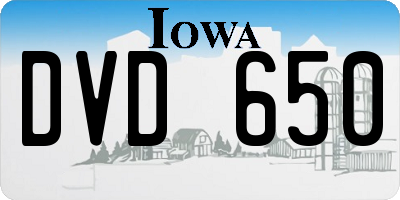 IA license plate DVD650